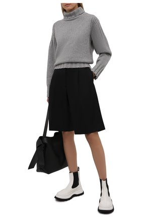 Женские кожаные ботинки JIL SANDER белого цвета по цене 74950 руб., арт. JS37070A-14061 | Фото 2 Женские кожаные ботинки JIL SANDER белого цвета, арт. JS37070A-14061 | Фото 2 (Каблук высота: Средний; Подошва: Платформа; Материал внутренний: Натуральная кожа; Женское Кросс-КТ: Челси-ботинки)