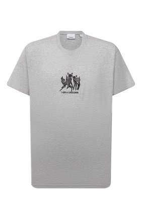 Мужская хлопковая футболка BURBERRY светло-серого цвета, арт. 8044133 | Фото 1 (Материал внешний: Хлопок; Принт: С принтом; Рукава: Короткие; Стили: Кэжуэл; Длина (для топов): Стандартные)
