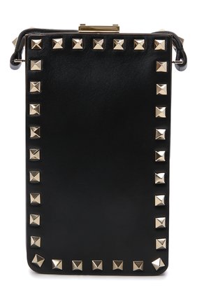 Кожаный чехол rockstud для iphone VALENTINO черного цвета, арт. WW2P0W35/NAP | Фото 1 (Женское Кросс-КТ: Кожа iPhone; Материал: Натуральная кожа)