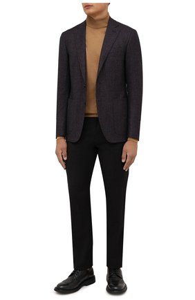 Мужские шерстяные брюки CANALI темно-коричневого цвета, арт. V1659/AR03474 | Фото 2 (Материал внешний: Шерсть; Случай: Повседневный; Стили: Кэжуэл; Длина (брюки, джинсы): Стандартные)