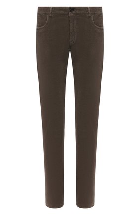 Мужские хлопковые брюки CANALI хаки цвета, арт. 91551/PT00499 | Фото 1 (Материал внешний: Хлопок; Стили: Кэжуэл; Длина (брюки, джинсы): Стандартные; Случай: Повседневный)