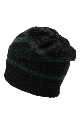 Мужская шапка из шерсти и шелка ZILLI SPORT темно-зеленого цвета, арт. MBW-B0508-PIZS1/ML01 | Фото 2 (Материал: Шерсть, Текстиль; Кросс-КТ: Трикотаж)