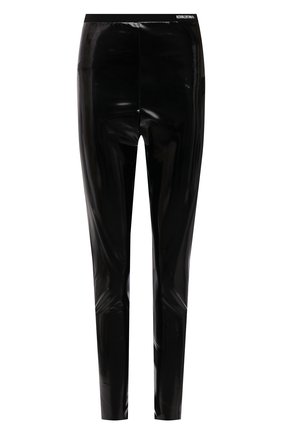 Женские брюки REDVALENTINO черного цвета, арт. WR0MD02A/68T | Фото 1 (Длина (брюки, джинсы): Стандартные; Материал внешний: Синтетический материал; Женское Кросс-КТ: Брюки-одежда; Силуэт Ж (брюки и джинсы): Узкие; Стили: Гранж)