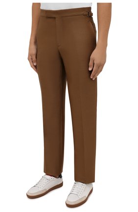 Мужские брюки из шерсти и вискозы TOM FORD коричневого цвета, арт. 244R24/610043 | Фото 3 (Материал внешний: Шерсть, Вискоза; Длина (брюки, джинсы): Стандартные; Случай: Повседневный; Стили: Кэжуэл)