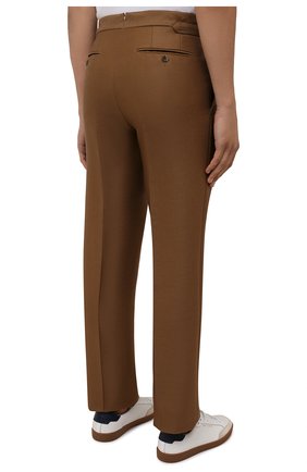 Мужские брюки из шерсти и вискозы TOM FORD коричневого цвета, арт. 244R24/610043 | Фото 4 (Материал внешний: Шерсть, Вискоза; Длина (брюки, джинсы): Стандартные; Случай: Повседневный; Стили: Кэжуэл)