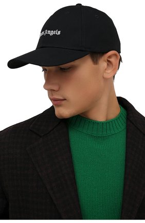 Мужской хлопковая бейсболка PALM ANGELS черного цвета по цене 14900 руб., арт. PMLB044F21FAB0011001 | Фото 2 Мужской хлопковая бейсболка PALM ANGELS черного цвета, арт. PMLB044F21FAB0011001 | Фото 2 (Материал: Текстиль, Хлопок)