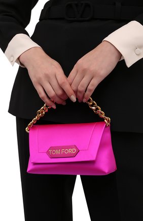 Женская сумка label mini TOM FORD розового цвета по цене 86300 руб., арт. L1487T-TSA005 | Фото 2 Женская сумка label mini TOM FORD розового цвета, арт. L1487T-TSA005 | Фото 2 (Материал: Текстиль; Размер: mini; Сумки-технические: Сумки top-handle, Сумки через плечо)