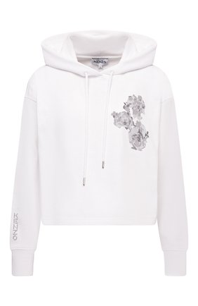 Женский хлопковое худи KENZO белого цвета по цене 29750 руб., арт. FB62SW6604M0 | Фото 1 Женский хлопковое худи KENZO белого цвета, арт. FB62SW6604M0 | Фото 1 (Материал внешний: Хлопок; Женское Кросс-КТ: Худи-одежда; Стили: Спорт-шик; Рукава: Длинные; Длина (для топов): Стандартные)