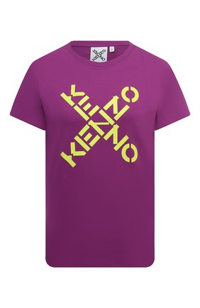 Женская хлопковая футболка kenzo sport KENZO фиолетового цвета по цене 9950 руб., арт. FB52TS8504SJ | Фото 1 Женская хлопковая футболка kenzo sport KENZO фиолетового цвета, арт. FB52TS8504SJ | Фото 1 (Материал внешний: Хлопок; Женское Кросс-КТ: Футболка-одежда; Рукава: Короткие; Длина (брюки, джинсы): Стандартные; Принт: С принтом; Стили: Спорт-шик; Длина (для топов): Стандартные)