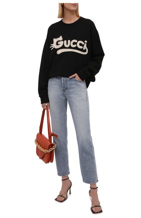 Женский хлопковый свитшот GUCCI черного цвета по цене 109200 руб., арт. 617964/XJDDK | Фото 2 Женский хлопковый свитшот GUCCI черного цвета, арт. 617964/XJDDK | Фото 2 (Рукава: Длинные; Материал внешний: Хлопок; Длина (для топов): Стандартные; Женское Кросс-КТ: Свитшот-одежда; Стили: Спорт-шик)
