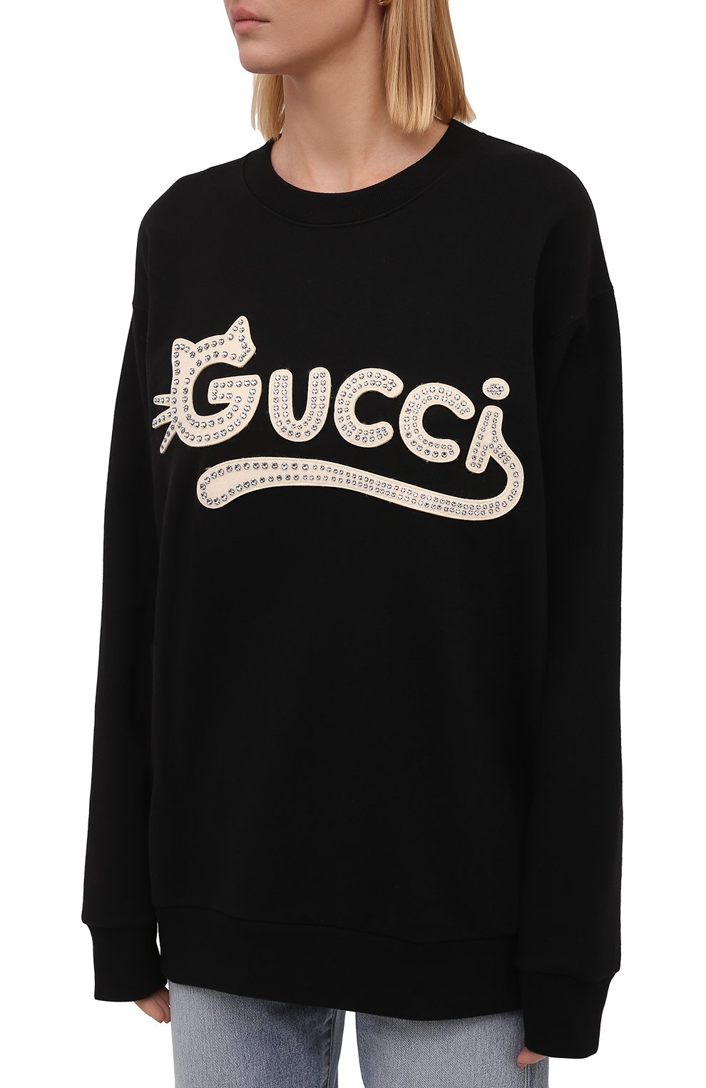 Женский черный хлопковый свитшот GUCCI купить в интернет-магазине ЦУМ ...