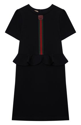Детское хлопковое платье GUCCI синего цвета по цене 31100 руб., арт. 658097/XJDM7 | Фото 1 Детское хлопковое платье GUCCI синего цвета, арт. 658097/XJDM7 | Фото 1 (Материал внешний: Хлопок; Рукава: Короткие; Случай: Повседневный; Девочки Кросс-КТ: Платье-одежда; Ростовка одежда: 10 - 11 лет | 140 - 146см, 12 лет | 152 см, 4 года | 104 см, 5 лет | 110 см, 6 лет | 116 см, 8 лет | 128 см)