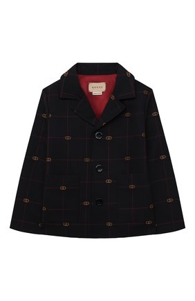 Детский шерстяной пиджак GUCCI темно-синего цвета по цене 62500 руб., арт. 660171/XWA0Q | Фото 1 Детский шерстяной пиджак GUCCI темно-синего цвета, арт. 660171/XWA0Q | Фото 1