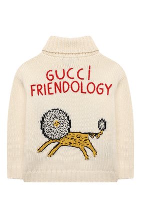 Детский шерстяной кардиган GUCCI кремвого цвета по цене 83600 руб., арт. 660508/XKBWP | Фото 2 Детский шерстяной кардиган GUCCI кремвого цвета, арт. 660508/XKBWP | Фото 2