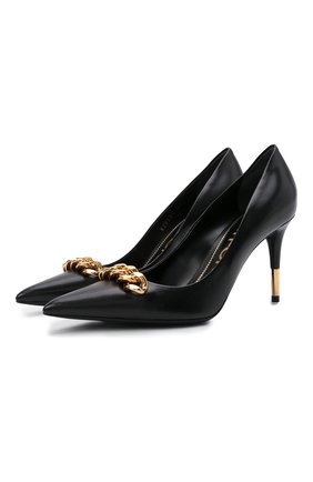 Женские кожаные туфли TOM FORD черного цвета, арт. W2999T-LSP002 | Фото 1 (Подошва: Плоская; Материал внутренний: Натуральная кожа; Каблук высота: Высокий; Каблук тип: Шпилька; Материал внешний: Кожа; Обувь: Обувь)