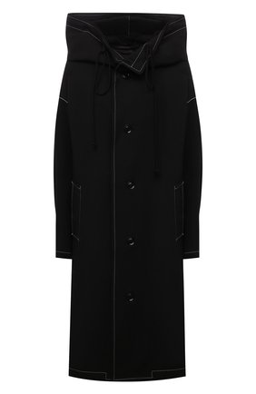 Женское пальто Y`S черного цвета, арт. YM-C01-129 | Фото 1 (Длина (верхняя одежда): Длинные; Рукава: Длинные; Материал внешний: Шерсть; Материал подклада: Купро; 1-2-бортные: Однобортные; Стили: Спорт-шик)