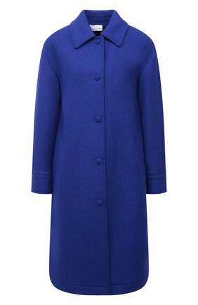 Женское шерстяное пальто REDVALENTINO синего цвета по цене 83150 руб., арт. WR0CAD88/64S | Фото 1 Женское шерстяное пальто REDVALENTINO синего цвета, арт. WR0CAD88/64S | Фото 1 (Длина (верхняя одежда): До колена; Рукава: Длинные; Материал подклада: Синтетический материал; Материал внешний: Шерсть; 1-2-бортные: Однобортные; Стили: Кэжуэл)