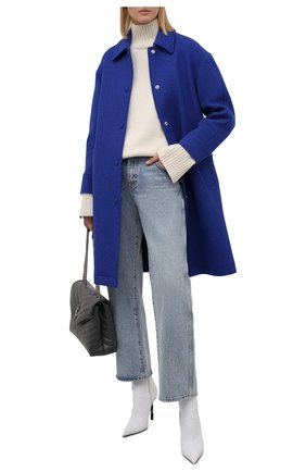 Женское шерстяное пальто REDVALENTINO синего цвета по цене 83150 руб., арт. WR0CAD88/64S | Фото 2 Женское шерстяное пальто REDVALENTINO синего цвета, арт. WR0CAD88/64S | Фото 2 (Длина (верхняя одежда): До колена; Рукава: Длинные; Материал подклада: Синтетический материал; Материал внешний: Шерсть; 1-2-бортные: Однобортные; Стили: Кэжуэл)