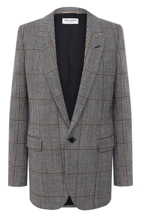 Женский шерстяной жакет SAINT LAURENT серого цвета по цене 209500 руб., арт. 517740/Y7B76 | Фото 1 Женский шерстяной жакет SAINT LAURENT серого цвета, арт. 517740/Y7B76 | Фото 1 (Материал подклада: Шелк; Длина (для топов): Стандартные; Материал внешний: Шерсть; Рукава: Длинные; Женское Кросс-КТ: Жакет-одежда; 1-2-бортные: Однобортные; Стили: Кэжуэл; Случай: Повседневный)