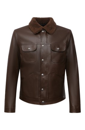 Мужская кожаная куртка TOM FORD коричневого цвета, арт. BY486/TFL806 | Фото 1 (Кросс-КТ: Куртка; Рукава: Длинные; Мужское Кросс-КТ: Куртка-верхняя одежда, Кожа и замша; Материал внешний: Натуральная кожа; Длина (верхняя одежда): Короткие; Материал утеплителя: Пух и перо; Материал подклада: Купро; Стили: Кэжуэл)