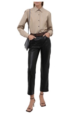 Женская хлопковая рубашка DRIES VAN NOTEN бежевого цвета по цене 38100 руб., арт. 212-030766-3236 | Фото 2 Женская хлопковая рубашка DRIES VAN NOTEN бежевого цвета, арт. 212-030766-3236 | Фото 2 (Рукава: Длинные; Длина (для топов): Удлиненные; Материал внешний: Хлопок; Женское Кросс-КТ: Рубашка-одежда; Принт: С принтом, Полоска; Стили: Кэжуэл)