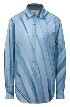 Женская хлопковая рубашка DRIES VAN NOTEN голубого цвета по цене 54950 руб., арт. 212-010767-3074 | Фото 1 Женская хлопковая рубашка DRIES VAN NOTEN голубого цвета, арт. 212-010767-3074 | Фото 1 (Длина (для топов): Удлиненные; Материал внешний: Хлопок; Рукава: Длинные; Женское Кросс-КТ: Рубашка-одежда; Принт: С принтом; Стили: Романтичный)