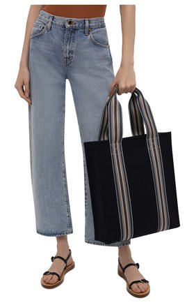Женский сумка-шопер suitcase stripe LORO PIANA синего цвета, арт. FAL4563 | Фото 2 (Материал: Текстиль; Сумки-технические: Сумки-шопперы; Размер: large; Женское Кросс-КТ: Сумка-пляжные сумки)