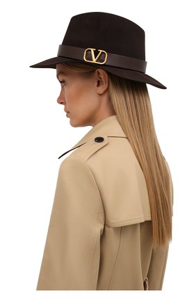 Женская фетровая шляпа VALENTINO темно-коричневого цвета, арт. WW2HAA26/YTE | Фото 2 (Материал: Шерсть, Текстиль)