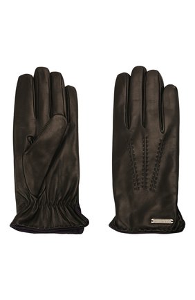 Мужские кожаные перчатки CORNELIANI черного цвета, арт. 88Q338-1820575/00 | Фото 2 (Мужское Кросс-КТ: Кожа и замша; Материал: Натуральная кожа)