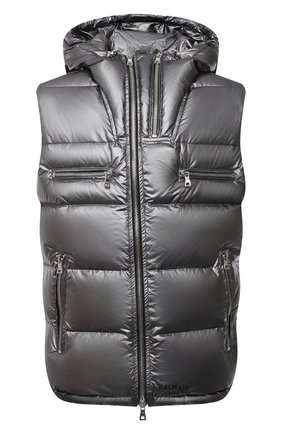Мужской пуховый жилет BALMAIN серебряного цвета по цене 176500 руб., арт. WH1T0009/X112 | Фото 1 Мужской пуховый жилет BALMAIN серебряного цвета, арт. WH1T0009/X112 | Фото 1
