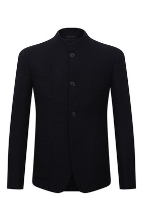 Мужской шерстяной пиджак GIORGIO ARMANI темно-синего цвета по цене 114500 руб., арт. 1WGGG007/T0200 | Фото 1 Мужской шерстяной пиджак GIORGIO ARMANI темно-синего цвета, арт. 1WGGG007/T0200 | Фото 1 (Длина (для топов): Стандартные; Материал подклада: Купро; Материал внешний: Шерсть; Рукава: Длинные; Случай: Повседневный; Пиджаки М: Приталенный; 1-2-бортные: Однобортные; Кросс-КТ: Трикотаж; Стили: Кэжуэл)