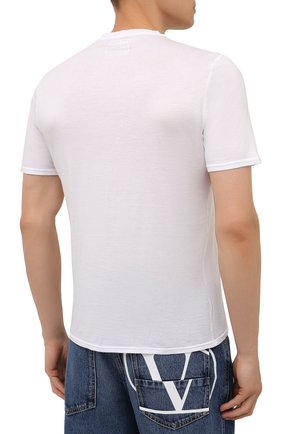 Мужская хлопковая футболка FEDELI белого цвета, арт. 4UIF0113 | Фото 4 (Принт: Без принта; Рукава: Короткие; Длина (для топов): Стандартные; Материал внешний: Хлопок; Стили: Кэжуэл)
