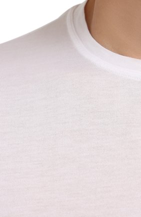 Мужская хлопковая футболка FEDELI белого цвета, арт. 4UIF0113 | Фото 5 (Принт: Без принта; Рукава: Короткие; Длина (для топов): Стандартные; Материал внешний: Хлопок; Стили: Кэжуэл)