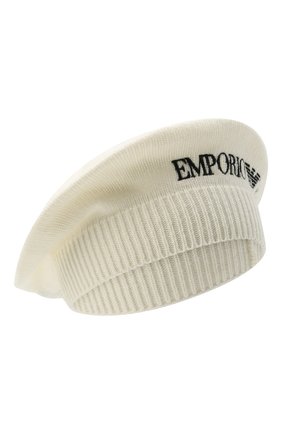 Детский берет из шерсти и вискозы EMPORIO ARMANI белого цвета по цене 8245 руб., арт. 394615/1A495 | Фото 1 Детский берет из шерсти и вискозы EMPORIO ARMANI белого цвета, арт. 394615/1A495 | Фото 1