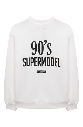 Детский хлопковый свитшот DOLCE & GABBANA белого цвета по цене 19950 руб., арт. L5JW5D/G7BHB/8-14 | Фото 1 Детский хлопковый свитшот DOLCE & GABBANA белого цвета, арт. L5JW5D/G7BHB/8-14 | Фото 1 (Материал внешний: Хлопок; Рукава: Длинные; Девочки Кросс-КТ: Толстовка-одежда; Ростовка одежда: 10 - 11 лет | 140 - 146см, 12 лет | 152 см, 8 лет | 128 см)