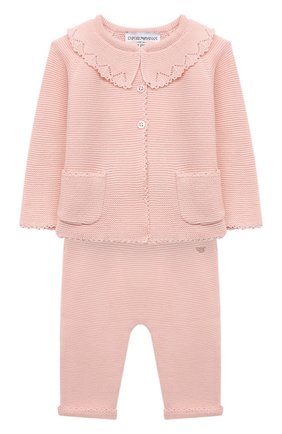 Детский комплект из кардигана и брюк EMPORIO ARMANI розового цвета по цене 23550 руб., арт. 6KDV53/NM01Z | Фото 1 Детский комплект из кардигана и брюк EMPORIO ARMANI розового цвета, арт. 6KDV53/NM01Z | Фото 1 (Рукава: Длинные; Материал внешний: Шерсть)
