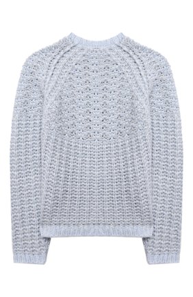 Детский шерстяной свитер EMPORIO ARMANI голубого цвета по цене 18600 руб., арт. 6K3M53/3M1DZ | Фото 2 Детский шерстяной свитер EMPORIO ARMANI голубого цвета, арт. 6K3M53/3M1DZ | Фото 2 (Рукава: Длинные; Материал внешний: Шерсть; Девочки Кросс-КТ: Пуловер-одежда; Ростовка одежда: 10 - 11 лет | 140 - 146см, 13 - 15 лет | 158 см, 16 лет | 164 см, 4 года | 104 см, 5 лет | 110 см, 6 лет | 116 см, 7 лет | 122 см, 8 лет | 128 см)