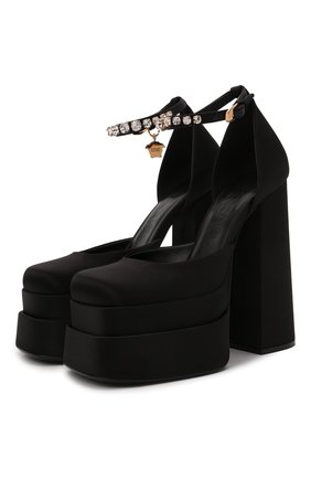 Женские текстильные туфли VERSACE черного цвета по цене 94800 руб., арт. 1002005/DRA67 | Фото 1 Женские текстильные туфли VERSACE черного цвета, арт. 1002005/DRA67 | Фото 1 (Материал внешний: Текстиль; Каблук тип: Устойчивый; Каблук высота: Высокий; Материал внутренний: Натуральная кожа; Подошва: Платформа)