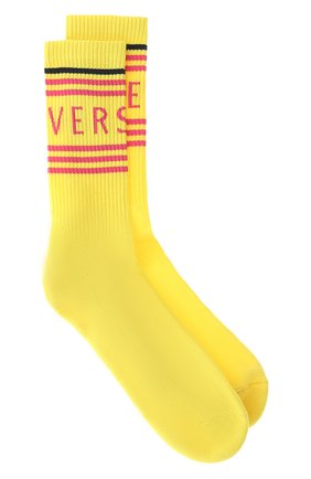 Женские хлопковые носки VERSACE желтого цвета по цене 6810 руб., арт. 1001541/1A01194 | Фото 1 Женские хлопковые носки VERSACE желтого цвета, арт. 1001541/1A01194 | Фото 1