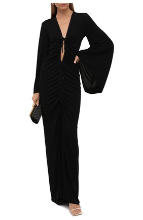 Женское платье из вискозы TOM FORD черного цвета по цене 227500 руб., арт. ABJ590-FAX162 | Фото 2 Женское платье из вискозы TOM FORD черного цвета, арт. ABJ590-FAX162 | Фото 2 (Длина Ж (юбки, платья, шорты): Макси; Материал внешний: Вискоза; Рукава: Длинные; Стили: Гламурный; Кросс-КТ: Трикотаж; Случай: Вечерний; Женское Кросс-КТ: Платье-одежда)