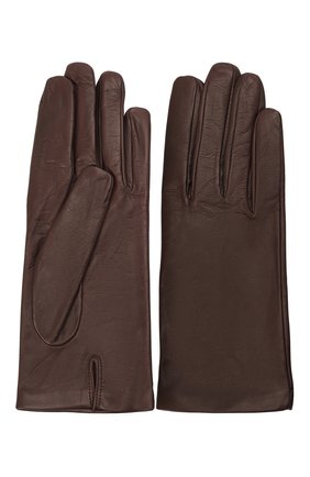 Женские кожаные перчатки DRIES VAN NOTEN коричневого цвета, арт. 212-010101-100 | Фото 2 (Материал: Натуральная кожа)