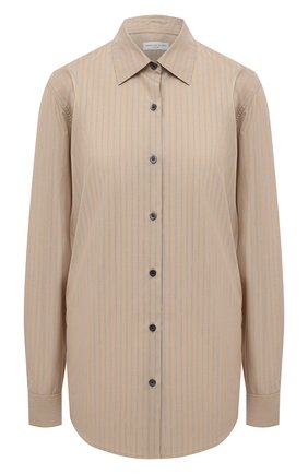 Женская хлопковая рубашка DRIES VAN NOTEN бежевого цвета по цене 47800 руб., арт. 212-010766-3236 | Фото 1 Женская хлопковая рубашка DRIES VAN NOTEN бежевого цвета, арт. 212-010766-3236 | Фото 1 (Материал внешний: Хлопок; Рукава: Длинные; Длина (для топов): Удлиненные; Стили: Кэжуэл; Принт: Полоска; Женское Кросс-КТ: Рубашка-одежда)