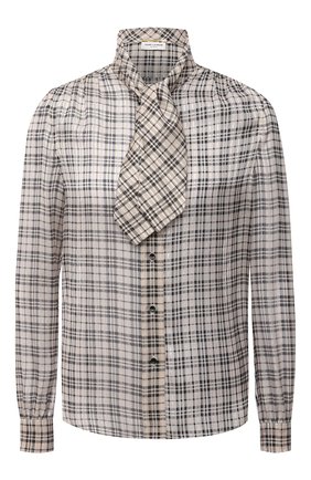 Женская шелковая блузка SAINT LAURENT бежевого цвета по цене 132500 руб., арт. 660885/Y6A98 | Фото 1
