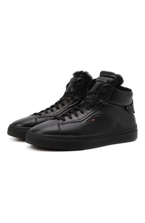 Мужские кожаные кеды SANTONI черного цвета по цене 43900 руб., арт. MBGT21557NE0PNHRN01 | Фото 1 Мужские кожаные кеды SANTONI черного цвета, арт. MBGT21557NE0PNHRN01 | Фото 1