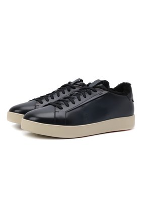 Мужские кожаные кеды SANTONI темно-синего цвета по цене 46150 руб., арт. MBWI21560TIAPDTZU60 | Фото 1 Мужские кожаные кеды SANTONI темно-синего цвета, арт. MBWI21560TIAPDTZU60 | Фото 1 (Материал утеплителя: Натуральный мех; Подошва: Массивная)