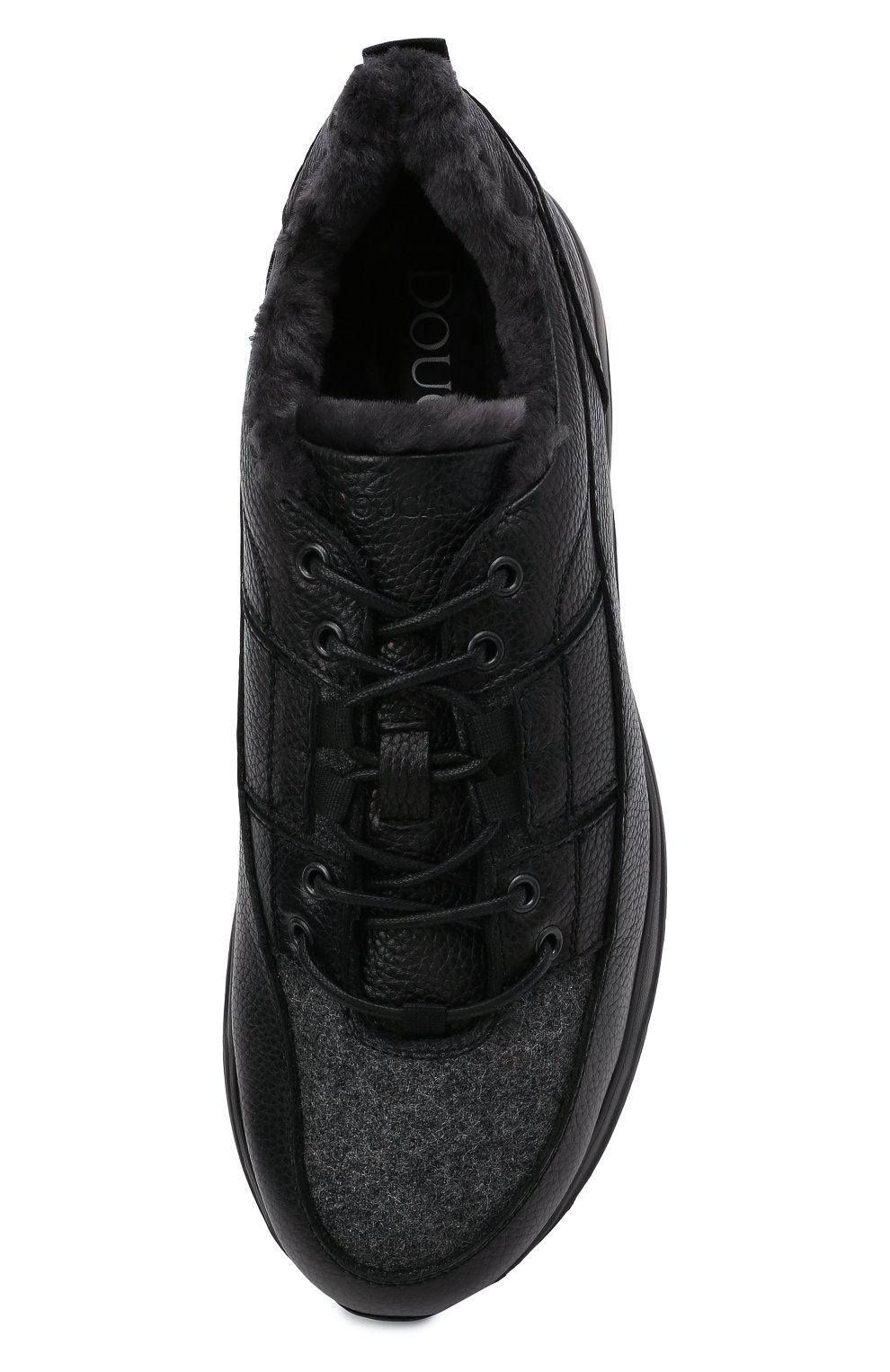 Мужские комбинированные кроссовки DOUCAL'S черного цвета, арт. DU2625JUSTPM208NN00 | Фото 5 (Материал внешний: Текстиль, Кожа; Материал утеплителя: Натуральный мех; Стили: Классический; Подошва: Массивная)