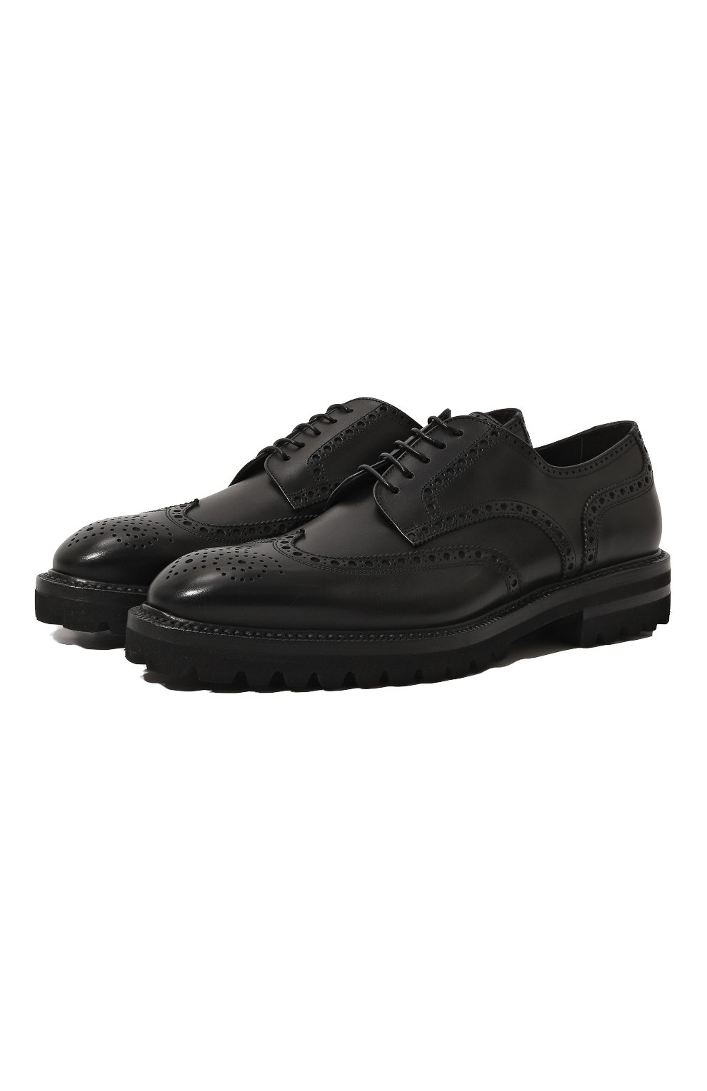 Мужские кожаные дерби W.GIBBS черного цвета, арт. 7260001/2197 | Фото 1 (Материал внешний: Кожа; Мужское Кросс-КТ: Броги-обувь; Материал внутренний: Натуральная кожа; Стили: Классический)