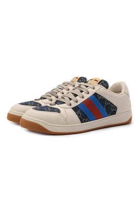 Мужские комбинированные кеды screener GUCCI синего цвета по цене 69500 руб., арт. 576223/2KQ40 | Фото 1 Мужские комбинированные кеды screener GUCCI синего цвета, арт. 576223/2KQ40 | Фото 1 (Материал внешний: Текстиль; Материал внутренний: Текстиль, Натуральная кожа; Подошва: Массивная)