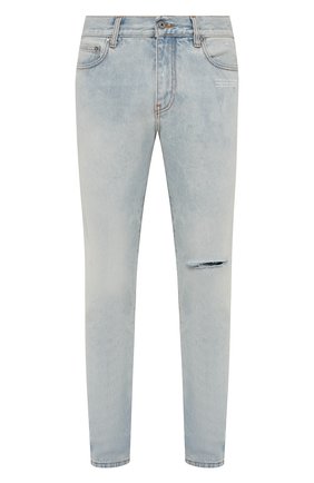 Мужские джинсы OFF-WHITE голубого цвета, арт. 0MYA129F21DEN003 | Фото 1 (Материал внешний: Хлопок, Деним; Длина (брюки, джинсы): Стандартные; Кросс-КТ: Деним; Силуэт М (брюки): Прямые; Стили: Гранж)