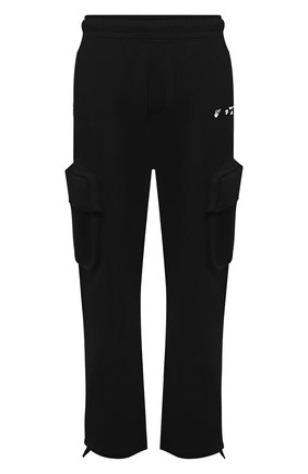 Мужские хлопковые брюки-карго OFF-WHITE черного цвета, арт. 0MCH036F21FLE001 | Фото 1 (Материал внешний: Хлопок; Длина (брюки, джинсы): Стандартные; Случай: Повседневный; Силуэт М (брюки): Карго; Стили: Спорт-шик)